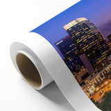 Art deco poster of Nashville skyline in soft pastel shades on rolled canvas, ideal for nursery wall art.