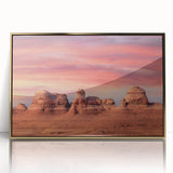 Framed acrylic print of Arches National Park with vivid orange and red tones, ideal for modern art wall decor.
