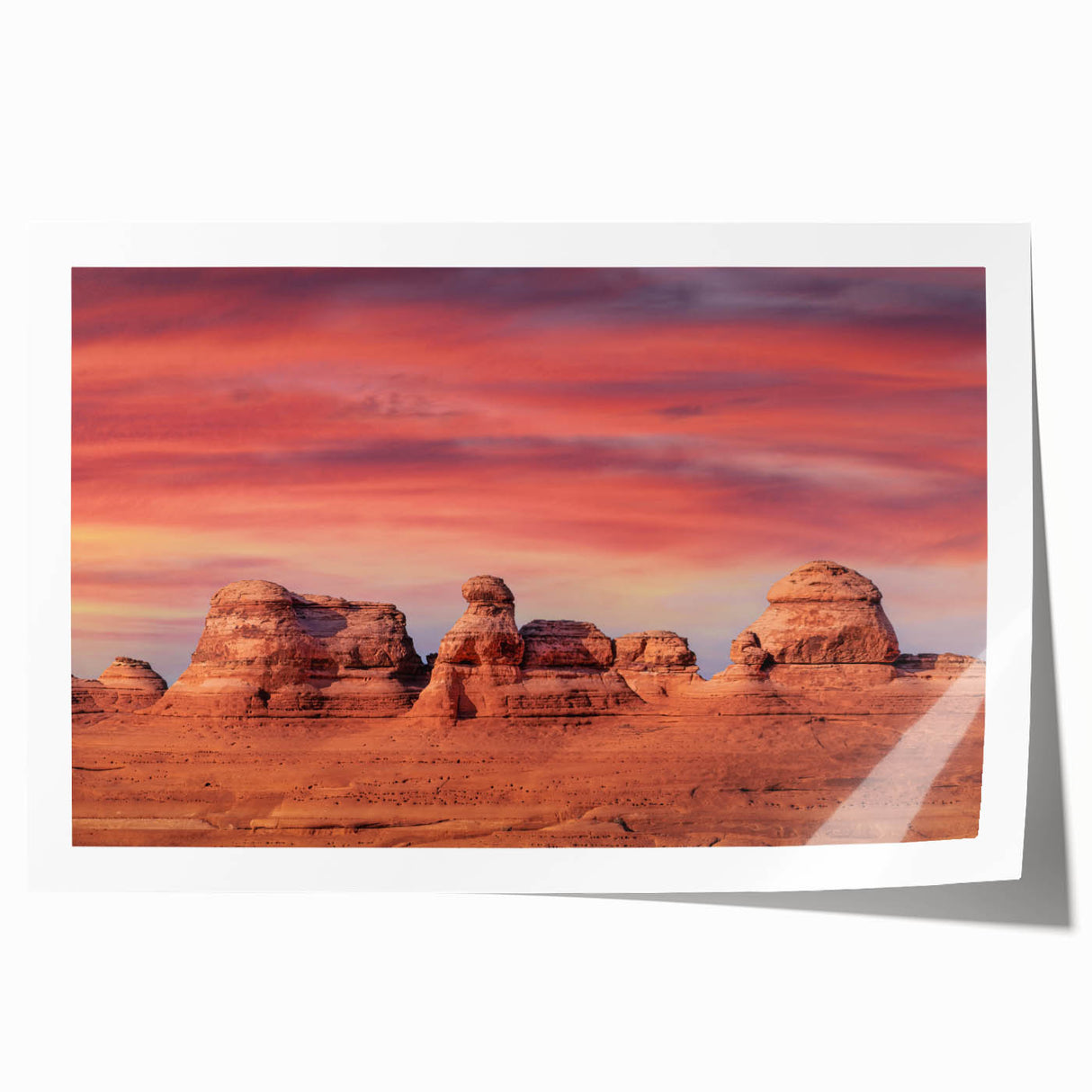 Extra large rolled print of Arches National Park in Utah, showcasing natural red rock formations under a clear blue sky.