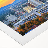 Art deco poster of Salt Lake City with muted blue and beige tones on rolled canvas, suitable for dining room decor.