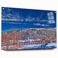 Acrylic glass print of a Vermont landscape in muted earth tones, suitable for bedroom or dining room decor.