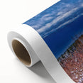 Art Deco style poster of Vermont scenery in muted green and brown tones on rolled canvas, ideal for nursery wall art.