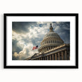 Abstract art print of Washington DC Capitol in vibrant colors on a textured, extra large canvas, ideal for living room decor.