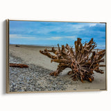 Framed canvas depicting a vintage-style landscape of Olympic National Park in muted earth tones, ideal for bedroom wall art.