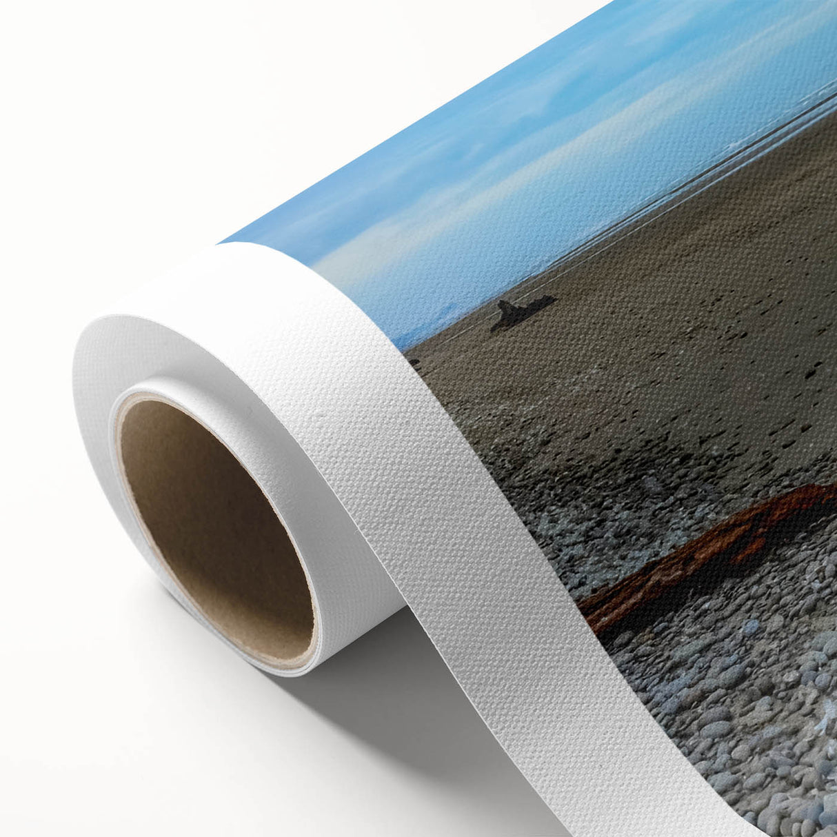 Art deco poster of Olympic National Park on rolled canvas, with muted earth tones, ideal for nursery wall art.
