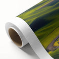 Art Deco poster of Palouse, USA scenery on rolled canvas, with soft green and brown tones.