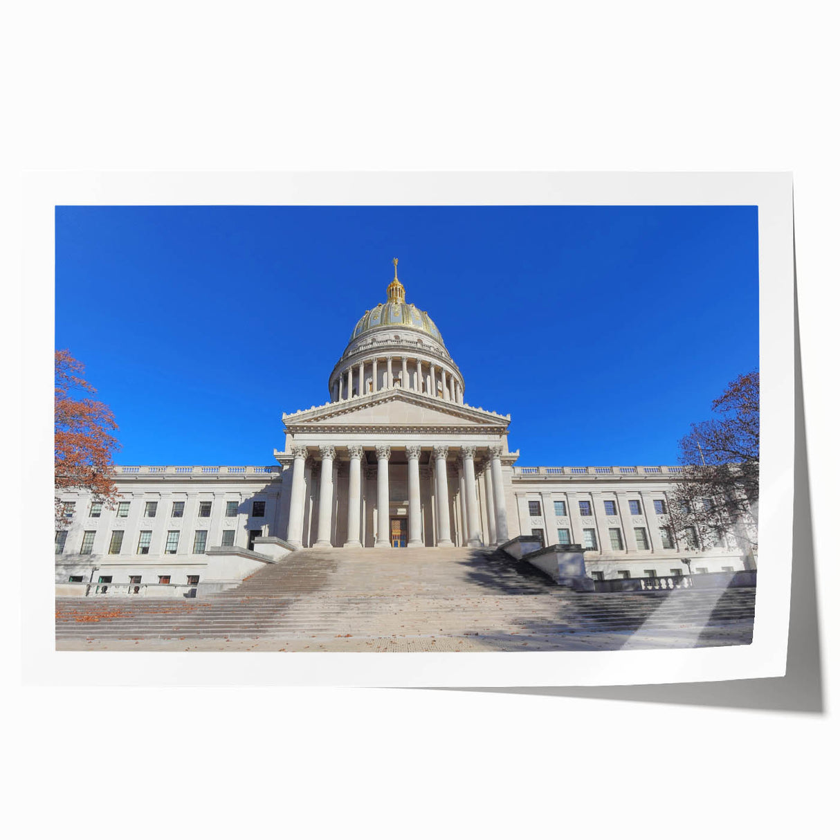 Rolled print of a West Virginia landscape with vibrant green tones, ideal for art wall dining room.
