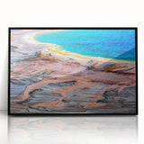 Large abstract wall art depicting Yellowstone scenery in muted earth tones on a framed acrylic.
