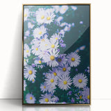 Large art print of a mid-century modernist spring scene in pastel shades on framed acrylic, suitable for nursery wall art.