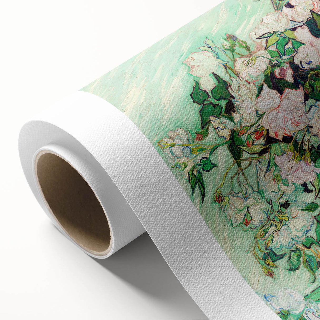 Rolled canvas featuring an Art Deco style poster of vibrant, whimsical characters, ideal for nursery wall art.