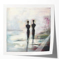 Abstract figurative art print mockup showcasing vibrant colors and modern design elements, displayed in a glossy finish to enhance visual appeal. Perfect for contemporary home decor.