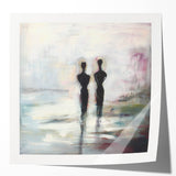 Abstract figurative art print mockup showcasing vibrant colors and modern design elements, displayed in a glossy finish to enhance visual appeal. Perfect for contemporary home decor.