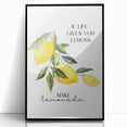 Large abstract wall art featuring assorted fruits in vibrant colors on a black acrylic framed print.