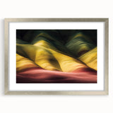 Silver-framed landscape artwork showcasing a stunning canyon view, complete with a mat for an elegant presentation, perfect for home decor or office styling.