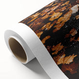 Art deco poster of a stylized autumn tree in orange and gold shades on rolled canvas, ideal for nursery wall art.