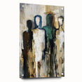 Abstract figurative acrylic artwork displayed from the side, featuring vibrant colors and intricate pin details, enhancing its modern artistic appeal.