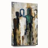 Abstract figurative acrylic artwork displayed from the side, featuring vibrant colors and intricate pin details, enhancing its modern artistic appeal.