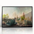 Framed abstract floral wall art in black acrylic, showcasing vibrant colors and intricate designs, perfect for modern home decor or office spaces.