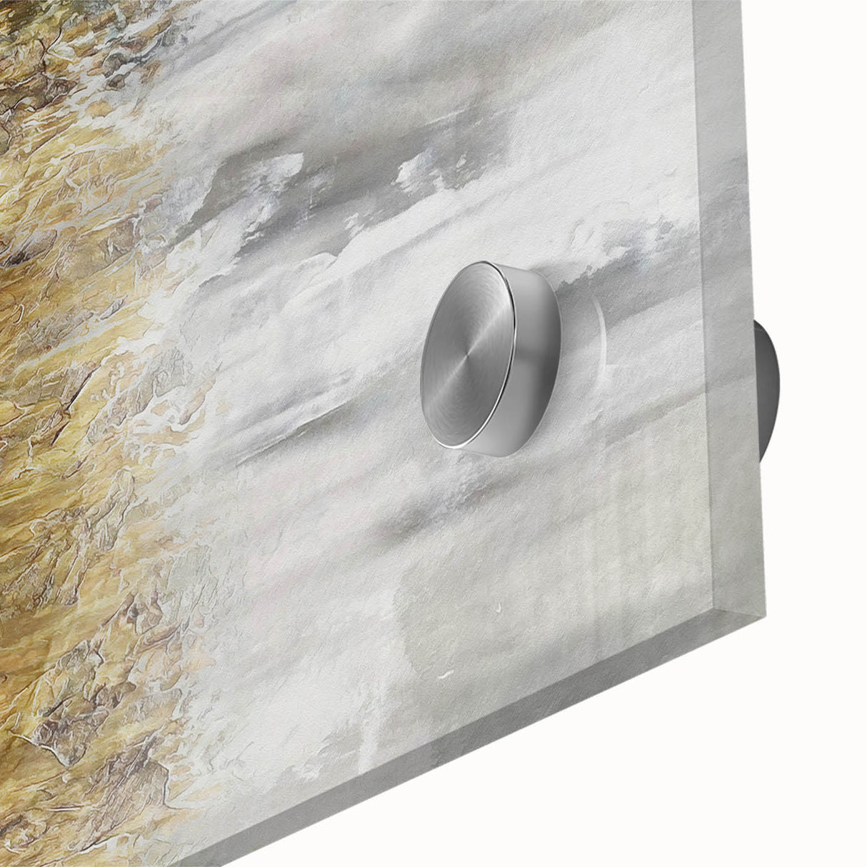 Close-up of vibrant abstract landscape wall art, showcasing fluid acrylic patterns in bold colors. Ideal for modern home decor, enhancing any space with artistic flair.