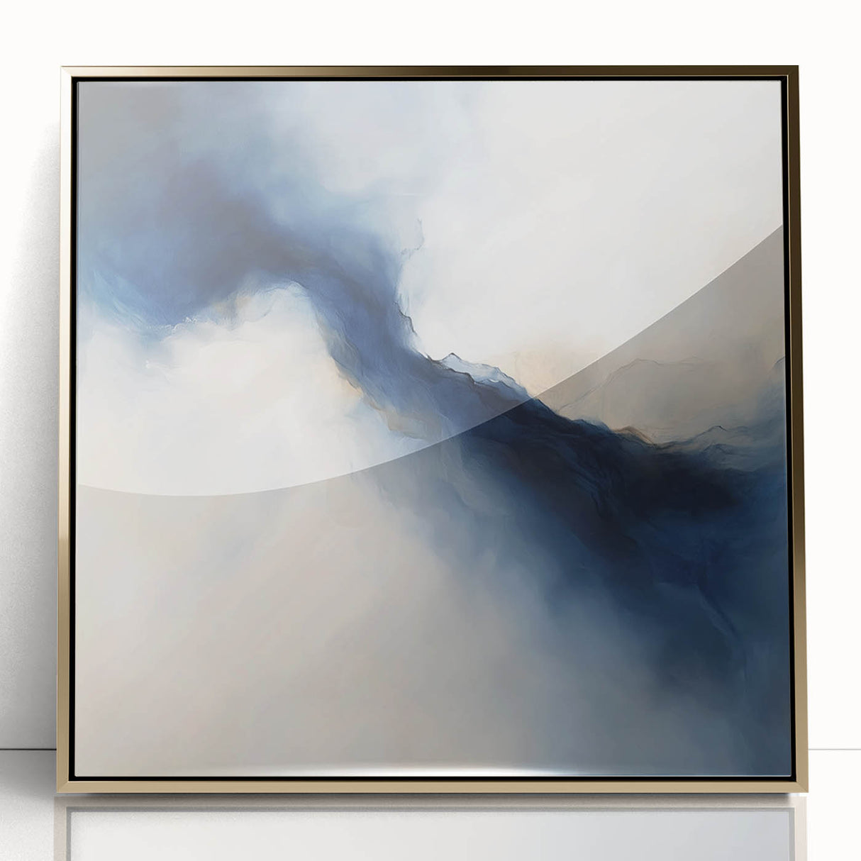 Modern Abstract Wall Art – Blue Beige Flow for Contemporary Decor