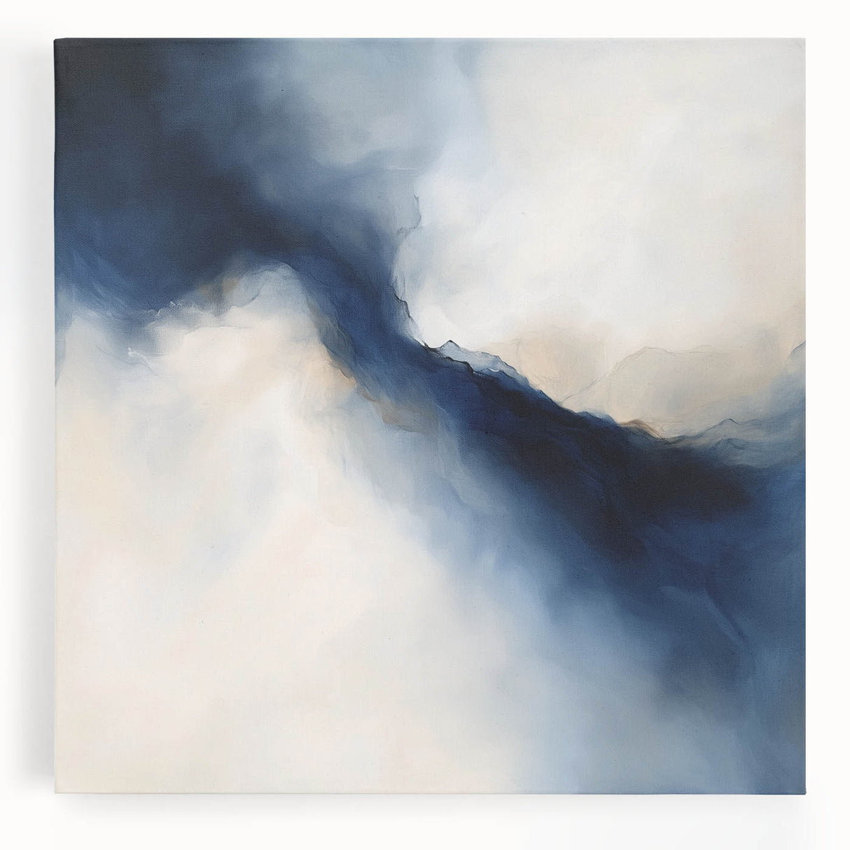 Modern Abstract Wall Art – Blue Beige Flow for Contemporary Decor