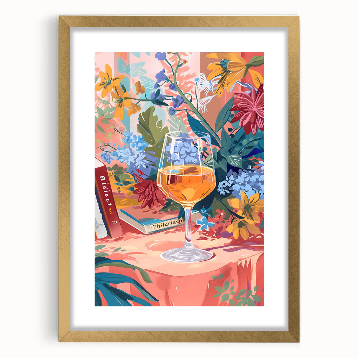 Extra large abstract art print with textured swirls in gold and cream on a framed canvas, ideal for living room decor.