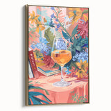 Framed vintage poster art of a landscape painting with muted earth tones on canvas, ideal for bedroom wall decor.