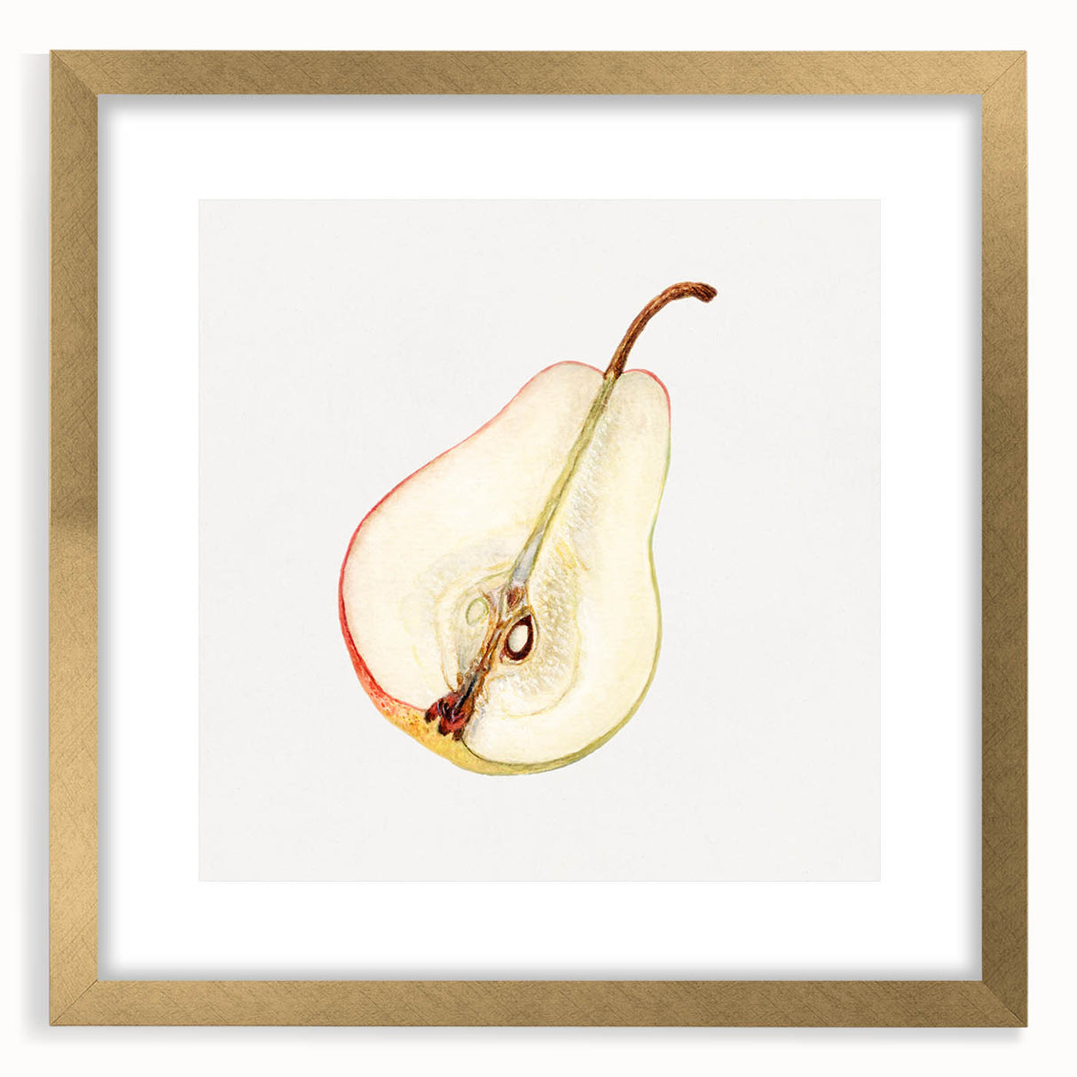 Extra large abstract art print of fruits in vibrant colors on a textured canvas, framed in gold, ideal for living room decor.