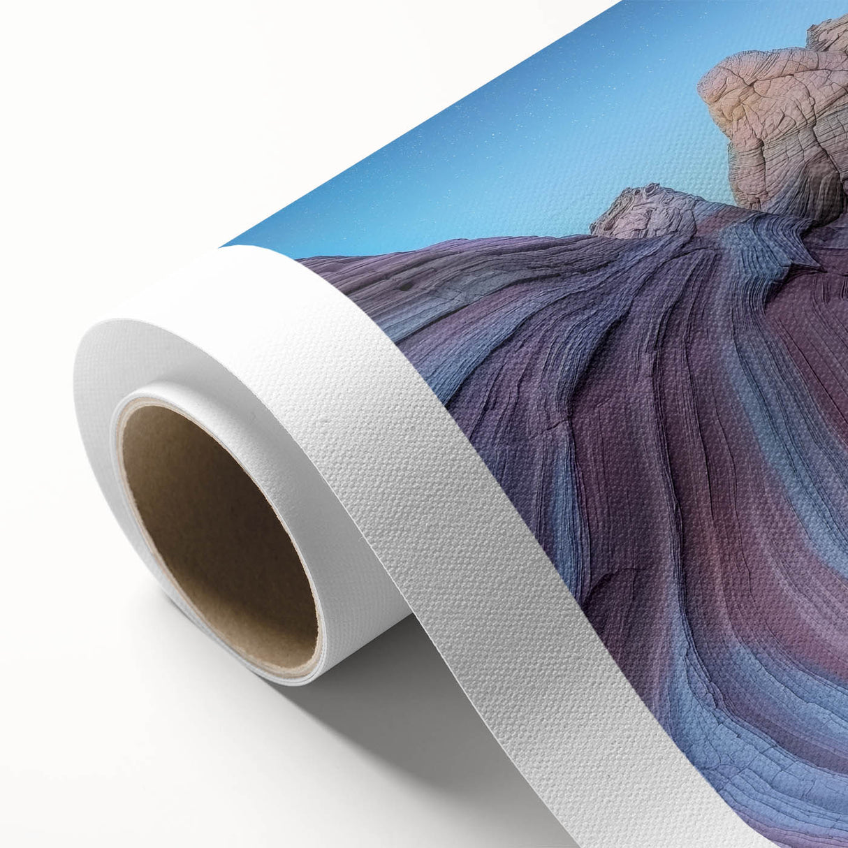 Landscape canvas print showcasing vivid canyons in warm earth tones, rolled for easy shipping. Perfect for adding a natural touch to any room's decor.