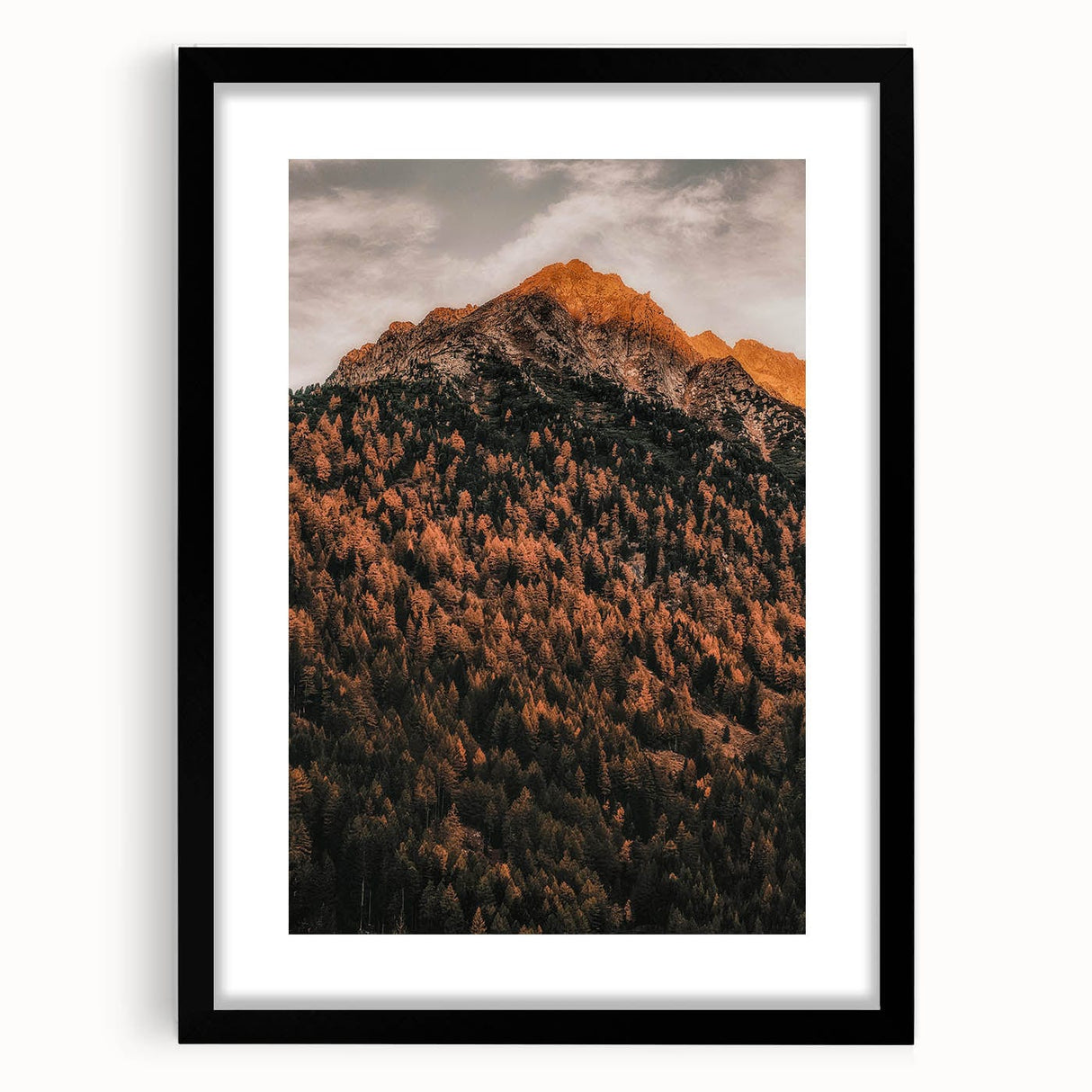 Extra large abstract art print with textured, colorful foliage design on a black framed canvas.