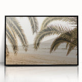 Large abstract wall art depicting vibrant summer hues on a black framed acrylic, ideal for modern living room decor.