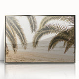 Mid-century modernist summer theme art in pastel colors on a silver-framed acrylic, suitable for nursery wall decor.