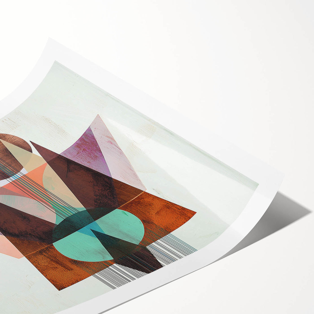 Geometric Abstract Living Room Wall Art – Brown & Peach Canvas
