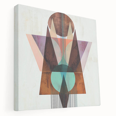 Geometric Abstract Living Room Wall Art – Brown & Peach Canvas