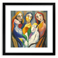 Abstract figurative framed artwork in a sleek black mat, showcasing a modern design with fluid shapes and vibrant colors, perfect for contemporary decor.