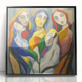 Framed abstract figurative art piece showcasing bold black and white colors, featuring dynamic shapes and fluid lines, perfect for modern home decor.