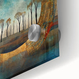 Close-up of abstract floral wall art featuring vibrant colors and intricate details, displayed on acrylic glass, ideal for modern home decor and art enthusiasts.