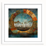 Abstract floral wall art framed in white matting, showcasing vibrant colors and intricate patterns, perfect for modern home decor and aesthetic enhancement.