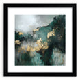 Contemporary Abstract Canvas – Deep Emerald Gold Accent Wall Art