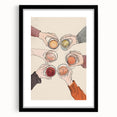 Extra large abstract art print featuring vibrant, colorful textures on a black framed canvas, ideal for living room decor.