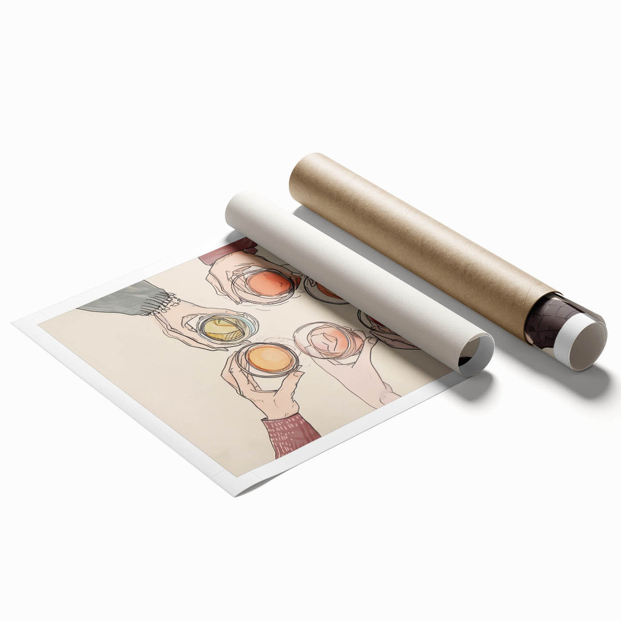 Extra large rolled canvas print featuring a delicate floral design in soft pastel colors.