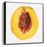 Black and white vintage poster art of assorted fruits on a framed canvas, suitable for bedroom decor.