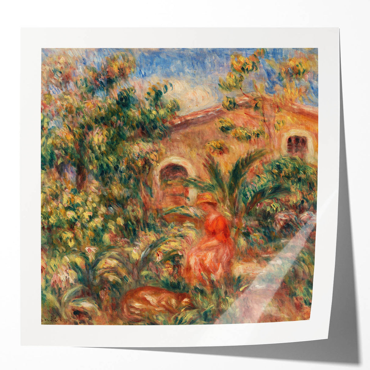 Farmhouse by Renoir: Idyllic Impressionist Garden Scene Wall Art