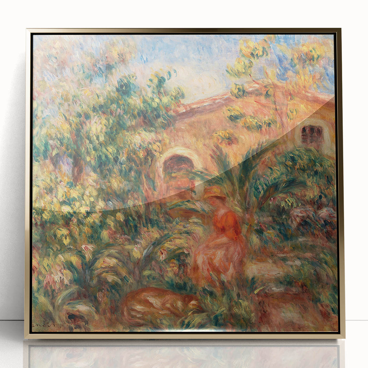Farmhouse by Renoir: Idyllic Impressionist Garden Scene Wall Art
