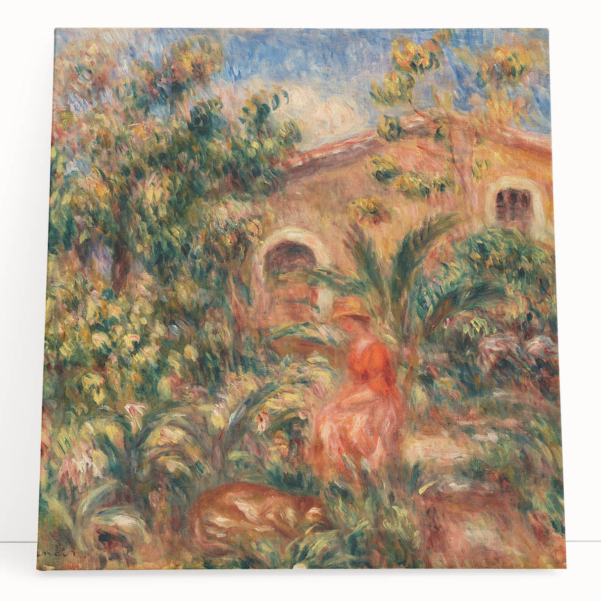 Farmhouse by Renoir: Idyllic Impressionist Garden Scene Wall Art