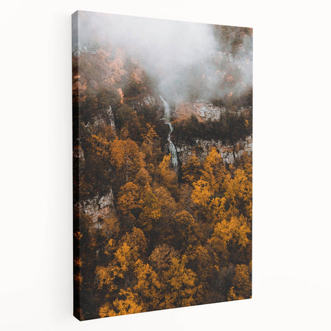 Fall-themed abstract art on stretched canvas with warm orange and brown tones, suitable for kitchen wall art.
