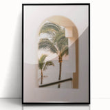 Large abstract wall art with mid-century modernist influences, featuring warm summer tones on black framed acrylic.