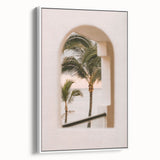 Vintage poster art depicting a colorful summer scene on extra large framed canvas, ideal for living room decor.