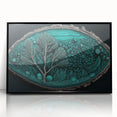 Framed abstract floral wall art featuring vibrant colors and intricate designs, set in a sleek black frame, perfect for modern home decor enhancement.