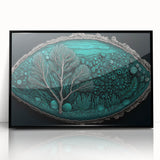 Framed abstract floral wall art featuring vibrant colors and intricate designs, set in a sleek black frame, perfect for modern home decor enhancement.